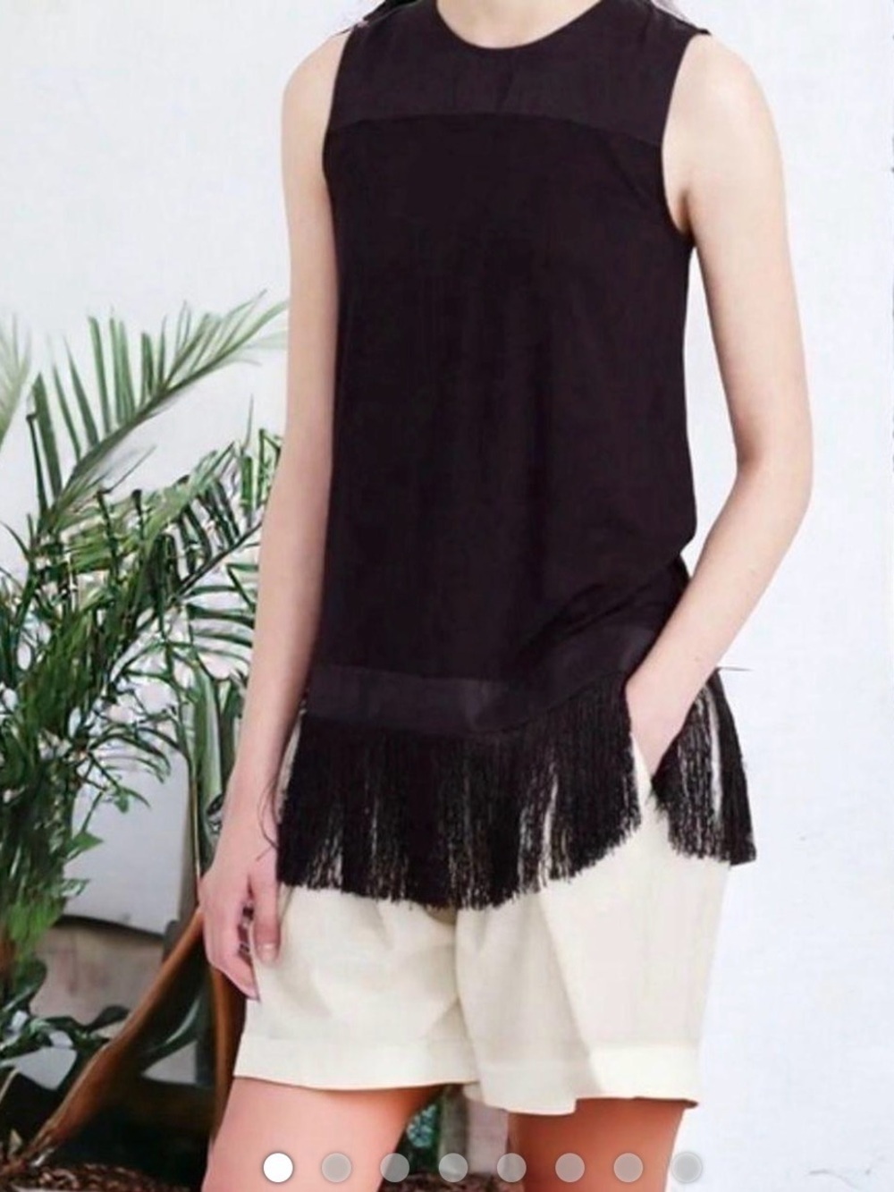 J. Crew Women's Black Tassel Fringed Hem Sleeveless Blouse‎ (XS)